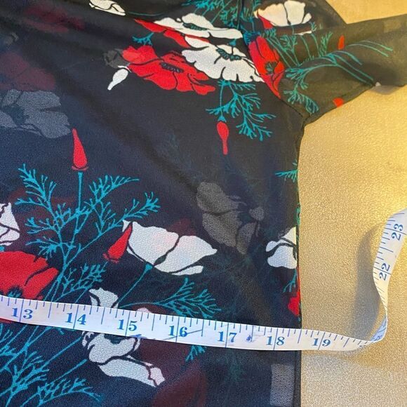 Vintage sears sheer floral polyester button up size 14 - Picture 7 of 9